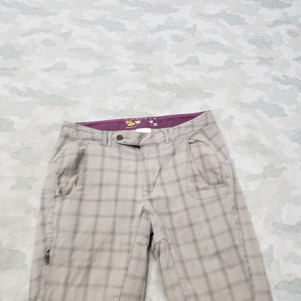 Mountain Hardwear Shorts Womens Medium Gray Pockets Plaid Check Outdoors - Picture 3 of 11
